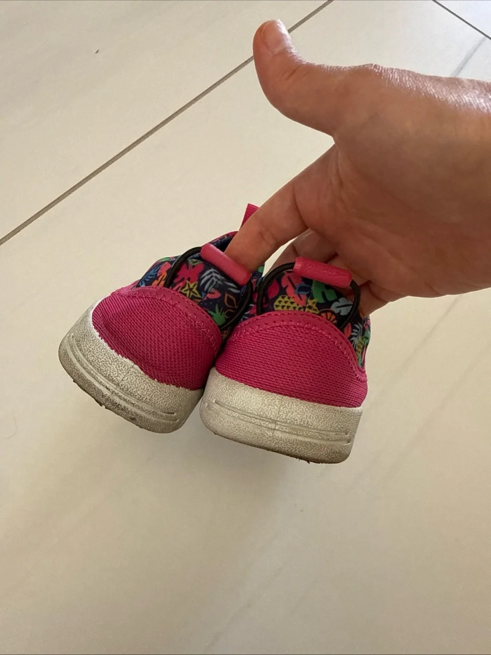 Speedo Navy and Pink Kids Slip-On Water Shoes with Tropical Print